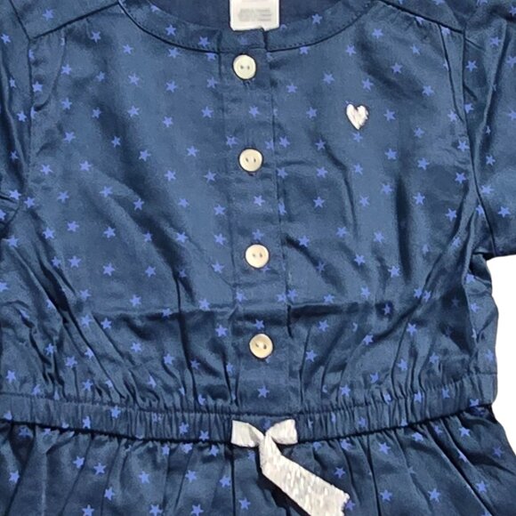 NWT | Carter's Baby Toddler Girl Navy Blue Star Print Peplum Blouse Shirt Top - Picture 3 of 4